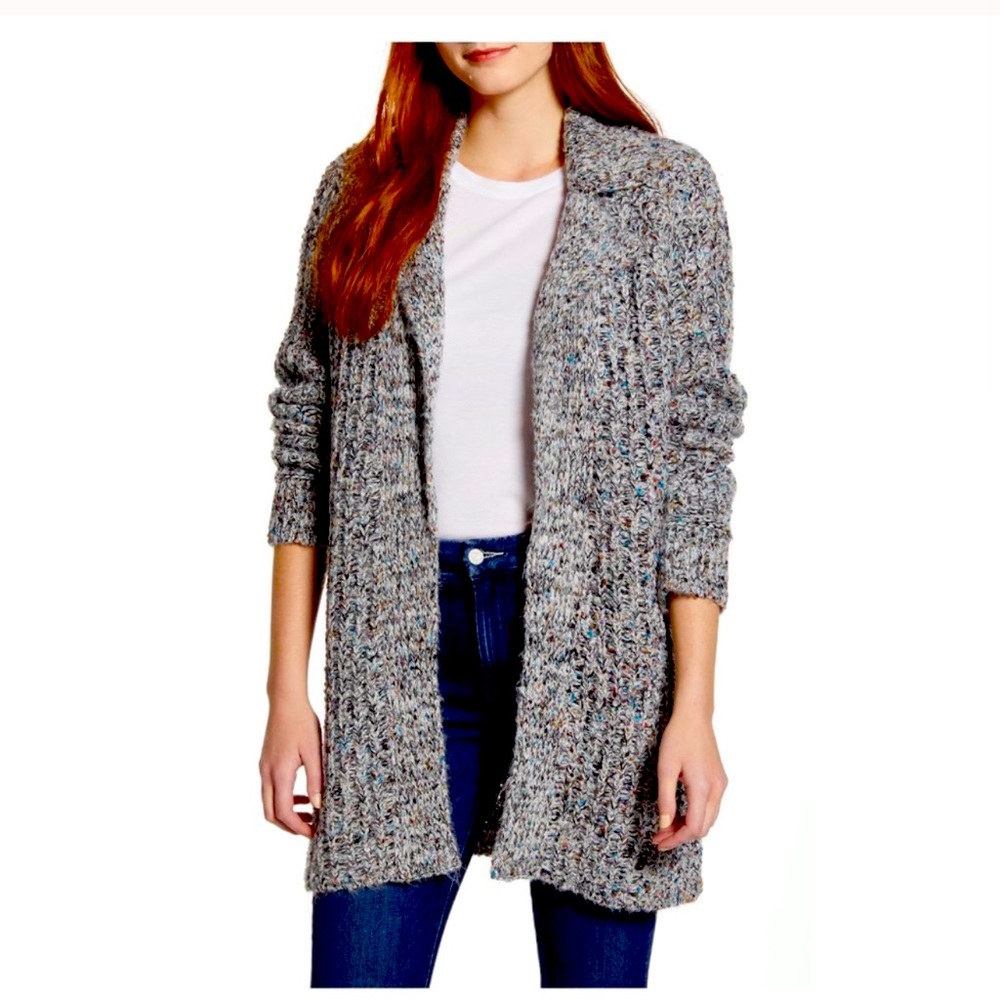 Caslon notch collar open front cardigan
